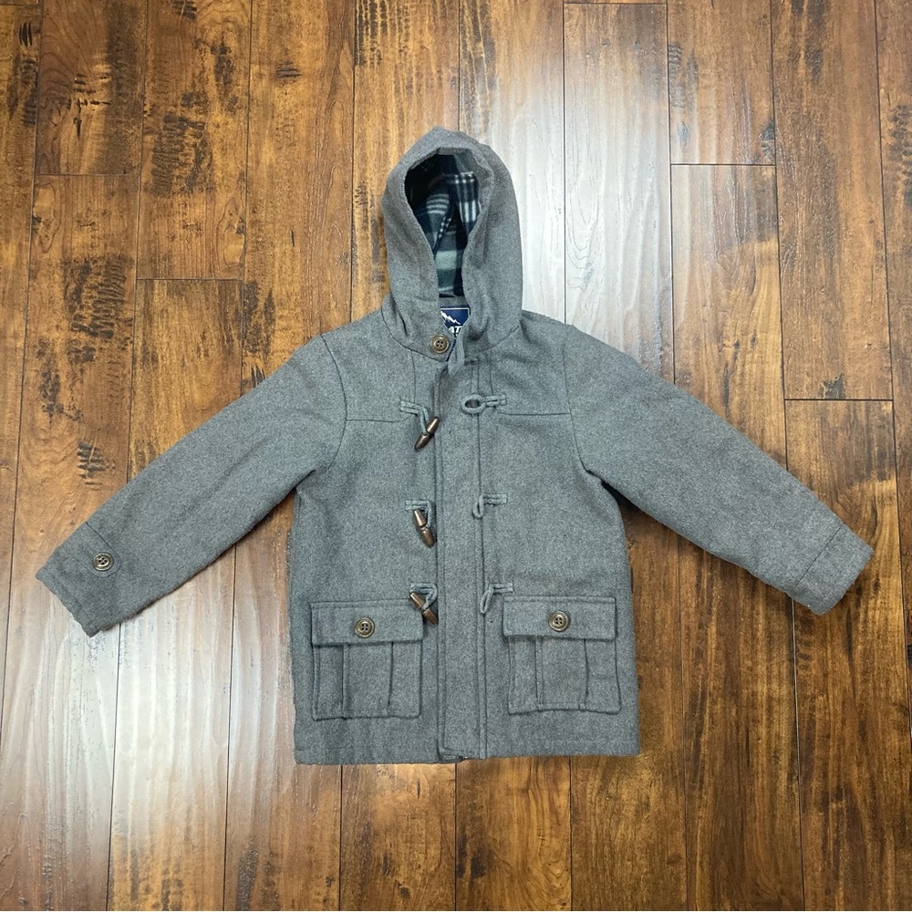 Climate Concepts Hooded Gray Peacoat Youth Boys Size M (8) Double Closure.